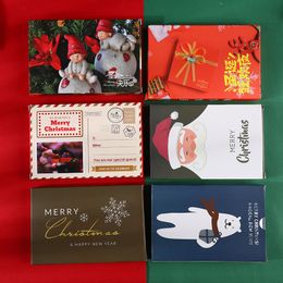 Christmas Greeting Card Set Cartoon Santa Claus Happy Holidays Merry Christmas Greeting Cards Family Xmas Thanks Card 30 pcs/set