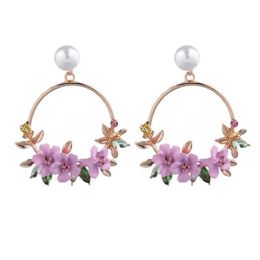 Korean style Ins flower earrings sweet soft ceramic pearl earrings ear Jewellery female