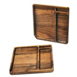 Newest Cool Portable Natural Wooden Multifunction Display Preroll Dry Herb Tobacco Roller Rolling Cigarette Grinder Smoking Tray Plate DHL