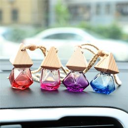 Newest Car Perfume Bottle Pendant Essential Oil Diffuser 9 Colors Bag Clothes Ornaments Air Freshener Pendant Empty Glass Bottle Perfume