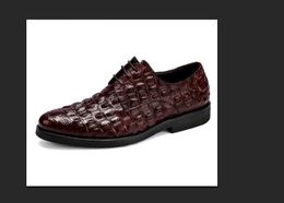 Men business leather shoes British leather crocodile pattern European version men's shoes first layer cowhide thick bottom