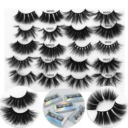 Newest 25mm thick long mink false eyelashes curly messy reusable handmade fake lashes mink hair with laser packing 9 models DHL Free