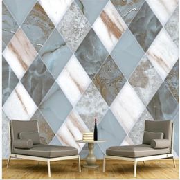 Marble wallpapers mosaic TV background wall mural modern wallpaper for living room