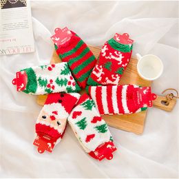 Elk old man half cashmere adult Christmas socks autumn and winter female thickened towel coral Winter socks floor socks T3I51151