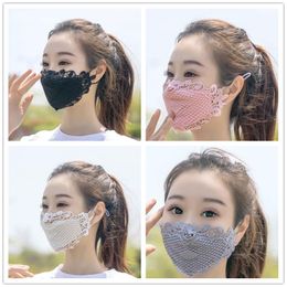 Lace Face Mask 4 Colos Anti Dust Cotton Mask Fashion Women Masks Washable Reusable Earloop Adjustable Party Masks