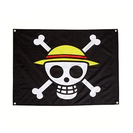S-kull Pirate Flag One Piece Flag 3x5ft Skull Pirate with Two Cross Knife Flags 90x150 cm for Home Or Boat Decoration, free shipping