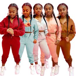 womens sportswear long sleeve hoodie outfits 2 piece set sportsuit pullover + legging tops + pant womens clothing jogger sport suit klw5057