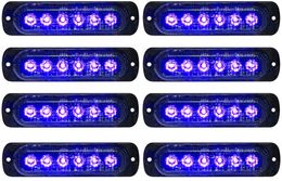 Wholesale 100Pcs Blue 6 LED Ultra-thin Car Side Marker Lights for Trucks Strobe Flash Lamp LED Flashing Emergency Warning Light