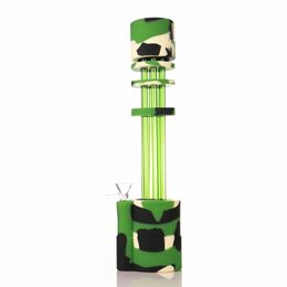 New 13.0 Inches Silicone Bong Water Bongs removable With Bevelled Edge Quartz Banger Nails and Glass Bowl For smoking