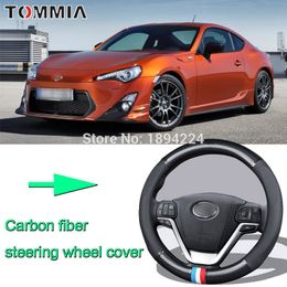 38CM Size M Rubber Carbon Fiber Leather Car Steering Wheel Cover Non-slip breathable For Toyota 86