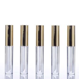 2021 10ml mini round lip gloss tube cosmetic package lip gloss empty bottle with gold cap round lip gloss tube cosmetic