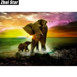 Zhui Star Full Square Drill 5D DIY Diamond Painting "Elephant family" 3D Embroidery set Cross Stitch Mosaic Decor gift VIP