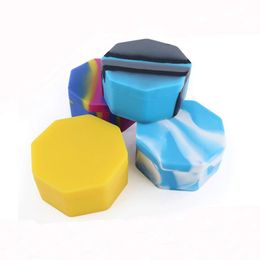 Colourful Octagon Nonstick Wax Containers Silicone Box Jars Tool Storage Jar Oil Holder Pill Boxes Straw Bong Hookah Accessories DHL
