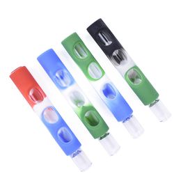 Portable Transparent Smoking Pipes Heat Insulation Straight Glass Smoking Pipes Small Camouflage Glass Pipes Cigarette Accessories VT1418