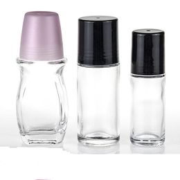 30ml 50ml Clear Glass Roll On Bottle Essential Oil Perfume Bottle Travel Dispenser Bottle Glass Roller Ball PP Cap SN4594