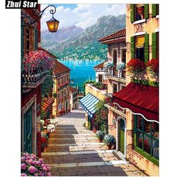 Oil paint painting by numbers diy picture drawing Colouring on canvas painting by hand wall paint by number landscape xsh