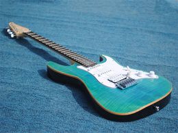 Blue body Electric Guitar with Maple veneer,Chrome Hardware,Rosewood Fretboard,can be customized