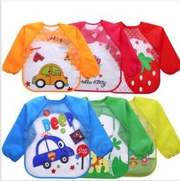 2020 Baby Bibs Infant Burp Cloths Toddler Scarf Feeding Smock Long Sleeve Waterproof Coverall Animals Baby Feeding Accessories