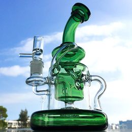 Klein Recycler Glass Bongs Hookahs 4mm Thickness 14mm Female Joint Tornado Recycler Water Pipes Showerhead Perc High Quality Oil Dab Rigs With Heavy Base