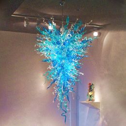 Lamps Ceiling Chandelier Long Turquoise Colour Nordic Handmade Blown Glass Indian Chandeliers lighting led pendant light for living room home decor