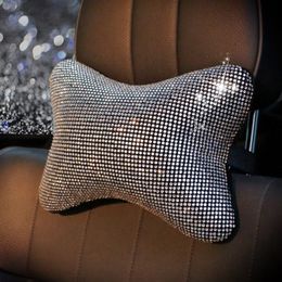 Bling Rhinestones Crystal Car Interior Accessories Diamond Steering Wheel Cover Neck pillows Waist Support Handbrake Shift Set310H