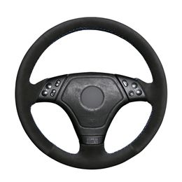 Hand-stitched DIY Black Suede Leather Car Steering Wheel Cover for BMW E36 E46 E39 Accessories