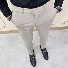 Mens Pants Casual Slim Fit Mens Dress Pants Streetwear Full Length Suit Pant Men 34 High Quality Gentlemen Office Trousers All Match