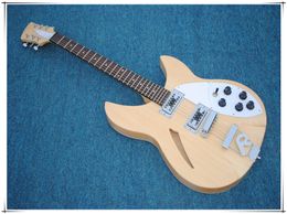 Factory custom Natural wood color body Electric Bass Guitar with chrome Hardware,Rosewood fingerboard,Black pickguard,Provide customized se,