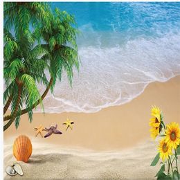 photo wall murals wallpaper Seaside beach wallpaper coconut tree sunflower wallpapers shell landscape mural