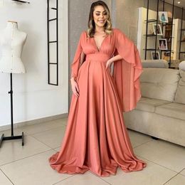 Simple Light Coral Chiffon Prom Dresses Women Deep V-Neck Plus Size Open Back Sexy Long Formal Evening Dress Party Gowns Robe de Soriee