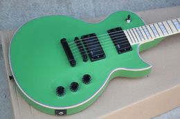 Factory Custom Green Electric Guitar with Maple Fretboard,Black Hardwares,White Pearl Inlay,Can be Customized