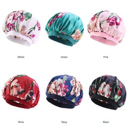 31cm Headwear Wide Band Silky Bonnet Hair Cap Shower Comfortable Night Sleep Hat Prevent Hair Falling Ladies Turban For Women
