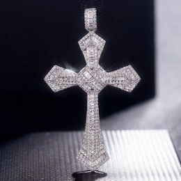 Handmade Christianity Cross Pendants pave 30ct T stone Real 925 Sterling silver Wedding Necklace for women fine Jewellery Four styles