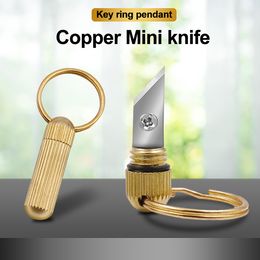 High Quality NEW Mini Brass Capsule Pocket Knife Portable EDC Utility knifes survival knife Keychain Pendant Gadget Letter Package Opener