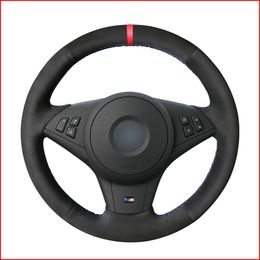 DIY Black Suede Car Steering Wheel Cover for BMW E60 M5 2005-2008 E63 E64 Cabrio M6 2005 2006 2007 2008 2009 2010 Parts