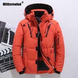 -20 Gradi Parka Invernale Uomo Piumino Uomo Piumino Bianco Piumino Con Cappuccio Esterno Spessore Caldo Imbottito Cappotto di Neve Oversize M-4XL