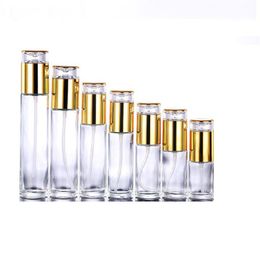 Empty Refillable Clear Glass Pump Bottle(10ML~120ML) for packing Lotion, Cream Cosmetic Jars Travel Small Container