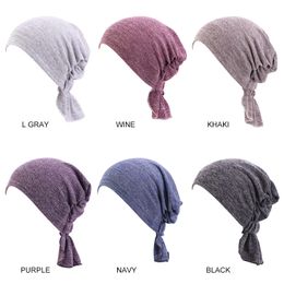 Womens Turban Muslim Hijab Stretchy Cotton Hat Hair Caps Cover Hair Loss Head Scarf Wrap Pre-Tied Strech Hair Styling Headwear
