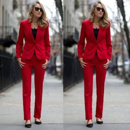 Fashion Red Mother of the Bride Suits Slim Fit One Button Women Ladies Plus Size Office Tuxedos Formal Work Party Wear For Wedding