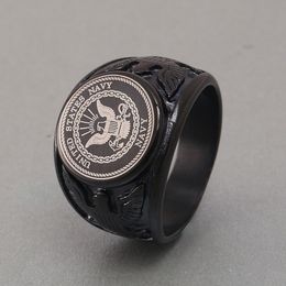Mens United States Officers US Military ring Jewel USA Navy Reserve Rings Silver Gold Black Men's rings Stainless Steel Jewellery Item Gift