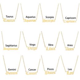 New colar Chegada carta de aço inoxidável Zodiac colar Touro Aquário Escorpião Gêmeos Sagitário pingente navio queda de jóias