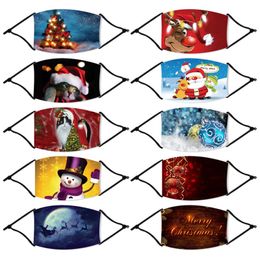 Christmas Halloween Party Kids Face Masks Reusable Washable Printed Cartoon Mouth Cover Windproof Anti Dust Masks With Filter Free Ship