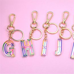 1pcs Colourful Transparent Acrylic Letter Keychain 26 English Letter Initial Keyring Pendant Keychain Car Bag Jewellery Accessories
