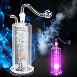 Portable Shisha Oil Hookahs Glass Pipe Color Change Led Hookah Light Bongs Dab Oil Rig Percolater Bubbler Water Pipes Tobacco Bowl