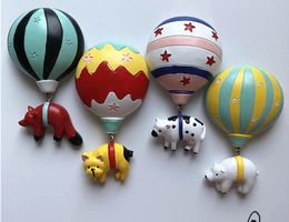 Fridge Magnets Cute cartoon animal hot air balloon resin refrigerator pastes three-dimensional magnetic paste