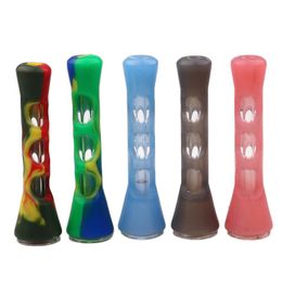 Silicone smoking pipes prometheus one hitter bat portable straight pipe nano Pyrex Glass Tobacco