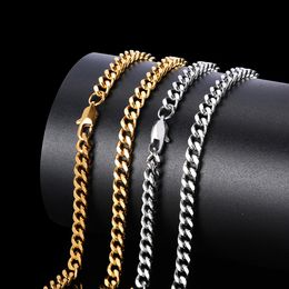 18K Gold Cuba Chain Link Necklaces Stainless Steel Choker Necklace for Men Boy Punk Jewellery