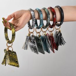 PU Card Bag Wallet Bracelet Keychain Pendant Leather Tassel Credit Card Holder Bracelet Pendant Bangle Wristlet Keyring Accessory VT1544