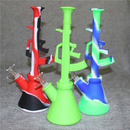 11 Inches Silicone Bongs Water Pipes hookah 5 Colors New Arrived Water Oil Smoking Heady Silicone Bong Joint Glass Sets Glass Bongs Glass Pipes