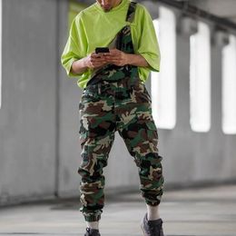 Men One Shoulder Fashion Jeans Jumpsuit Casual Camouflage Print Jeans Jumpsuits Overalls Tracksuit Camo Suspender Pant1293p